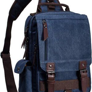 Retro Crossbody Bag Sling Bag Canvas Messenger Bag for Men Women Shoulder Bag Cr
